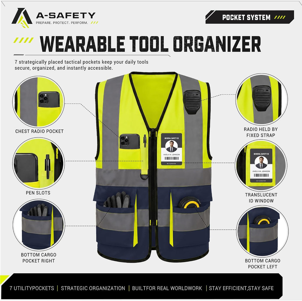 A-SAFETY High Visibility Reflective Safety Vest Customize Logo (XS-8XL)