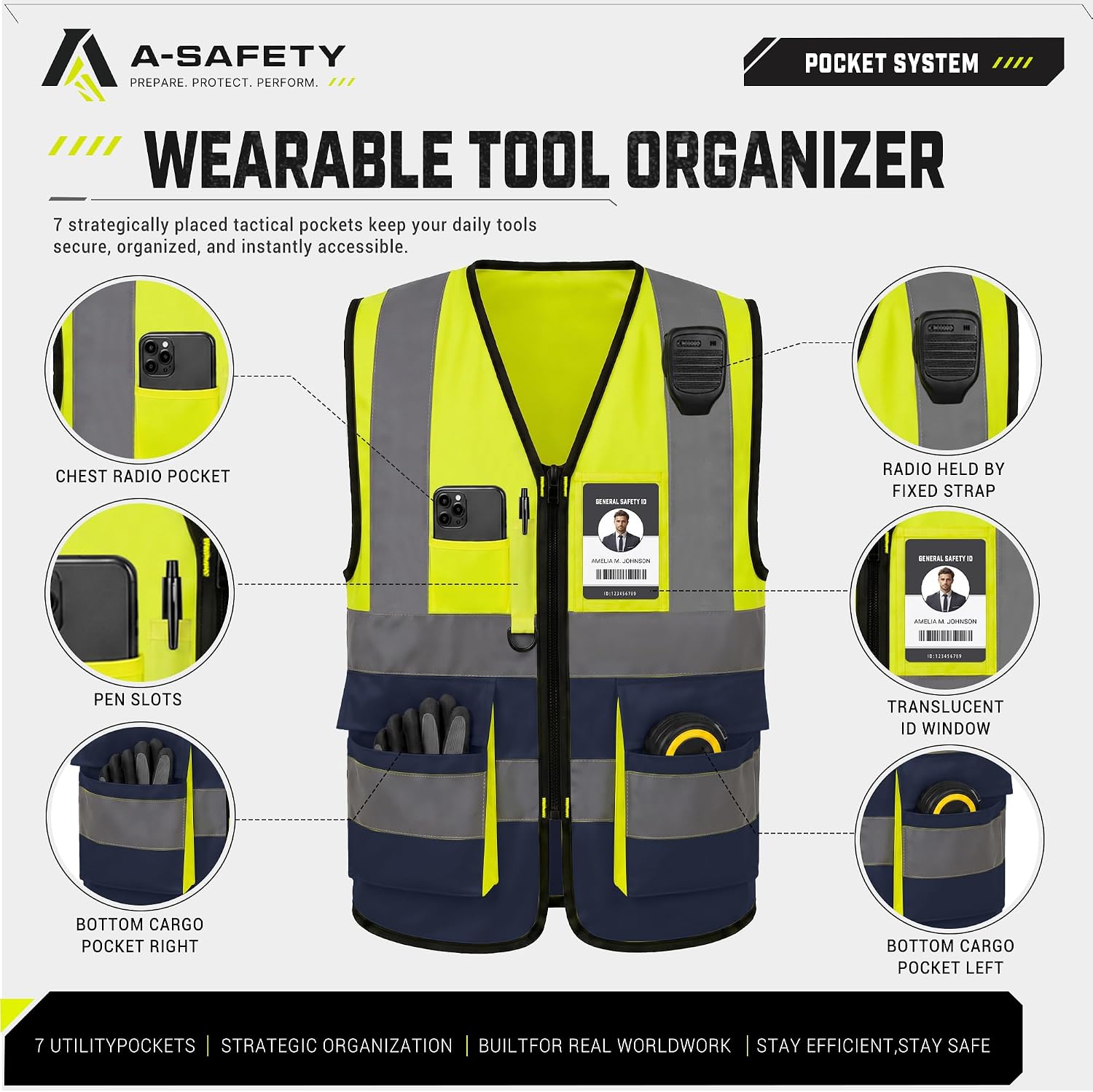 A-SAFETY High Visibility Reflective Safety Vest Customize Logo (XS-8XL)