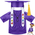 Chicingyou Small Dog Graduation Cap and Gown 2026 with Stole Washable Shirt and Hat Pet Graduation Gown Costume Outfit for Tiny Dog Little Cat Doll Clothes Holiday Halloween Costume Accessory(Purple)