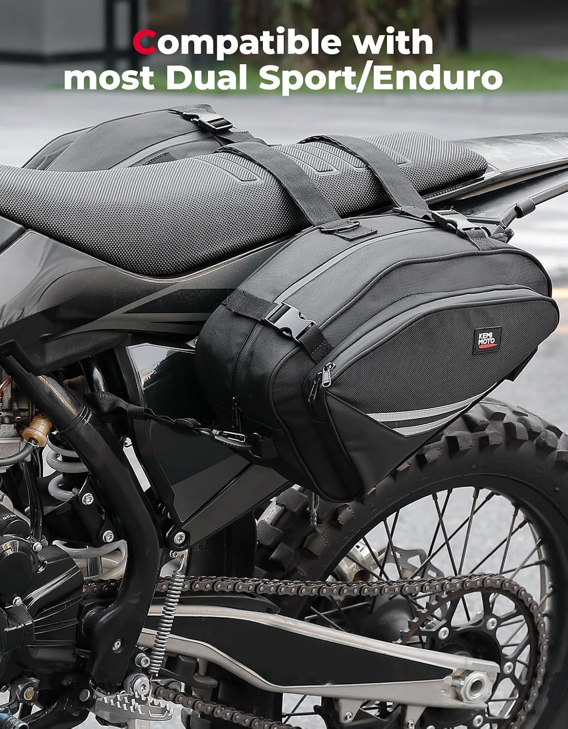 KEMIMOTO Dirt Bike Motorcycle Saddlebags 20L with Waterproof Rain Covers