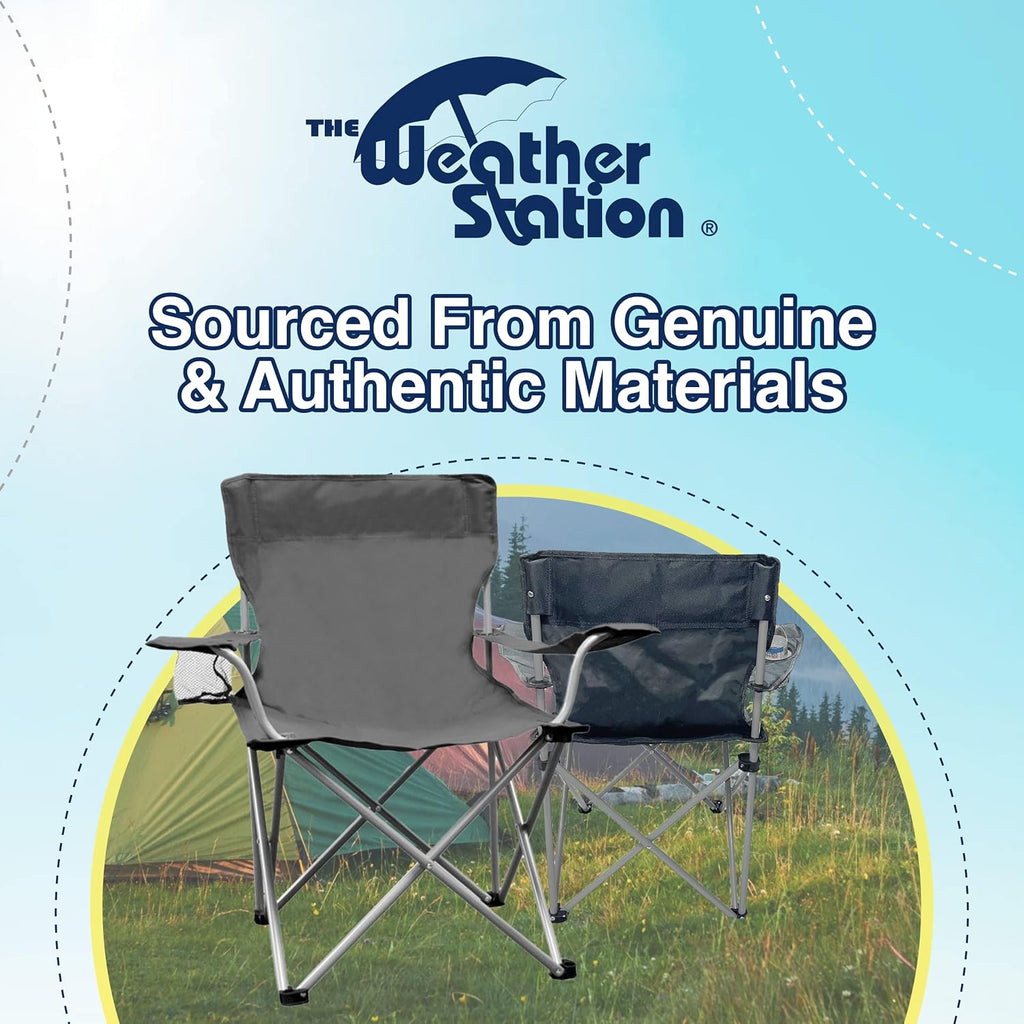 Weather Station Camping Chair, Lightweight and Portable Outdoor Folding Tailgate Quad Chair with Cup Holder and Armrests