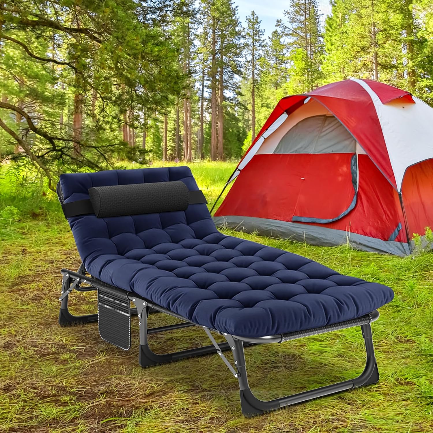 LILYPELLE Portable Folding Camping Cot with Mattress and Pillow for Adults