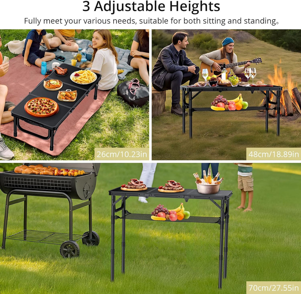Anbte Folding Camping Table with Storage Net, 3ft Portable Table, 35" x 16"