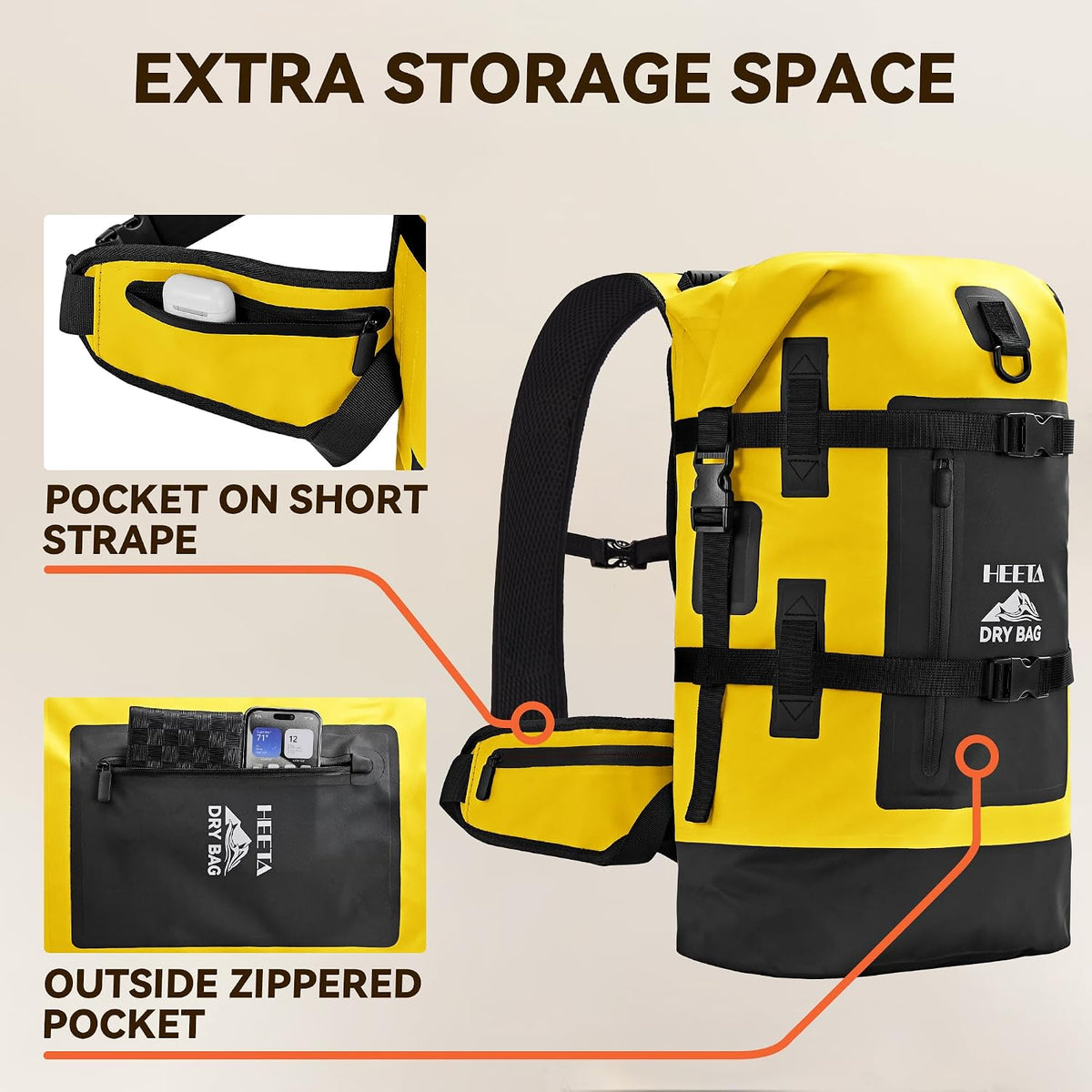 HEETA Dry Bags Waterproof Backpack 40L for Men & Women, Roll Top Heavy Duty