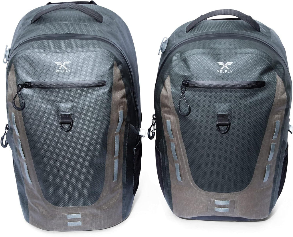 Xelfly Submersipack Waterproof Backpack - Submersible, Inflatable, Floating TPU Coated Durable Nylon Dry Bag with Airtight Zipper for Kayak, Fishing, Boating, Hiking, Paddle Board (Gray Stone, 25L)