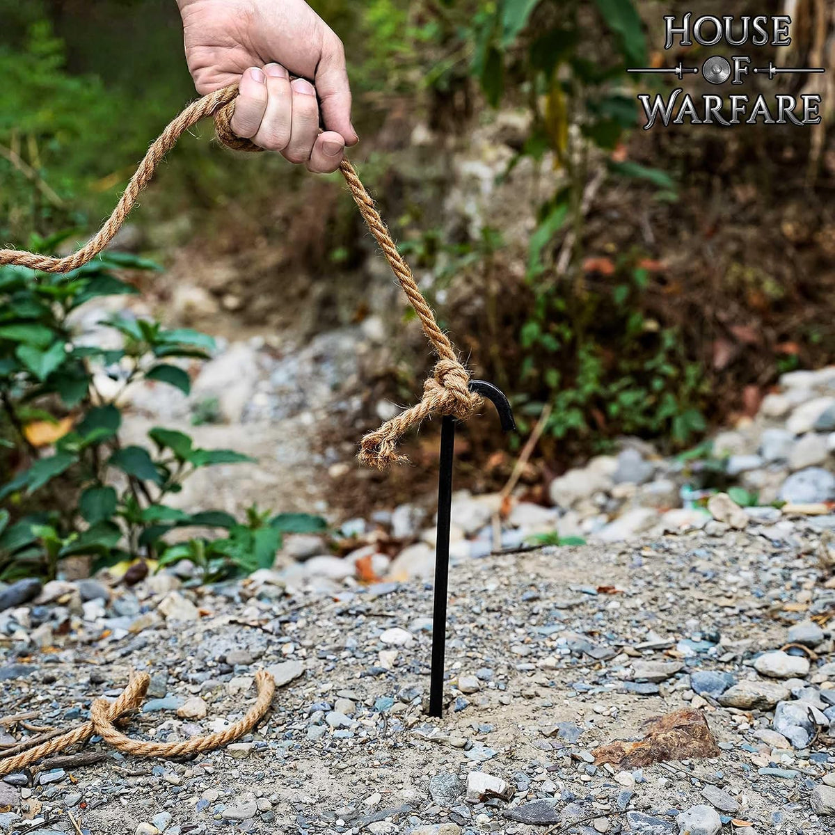 Hand Forged Iron Tent Stakes, 10 Inch Heavy Duty Tent Pegs, 8 Pcs Camping Stakes for Tents, Shelters, Tarps and Reenactments