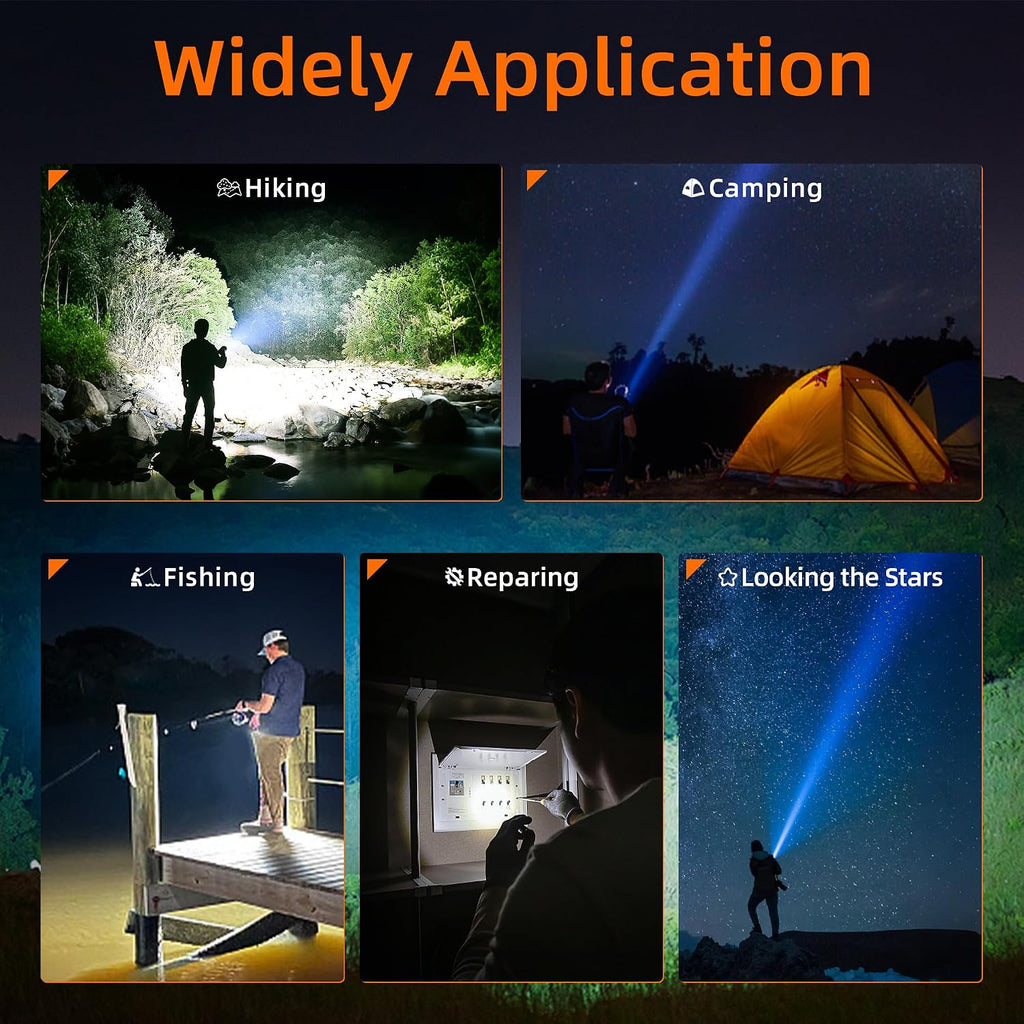 SuperFire Tactical Flashlight Rechargeable, USB-C 2300 Lumens LED Flashlight with Zoom, 5 Modes, IP46 Waterproof for Camping, Emergency & Power Outages