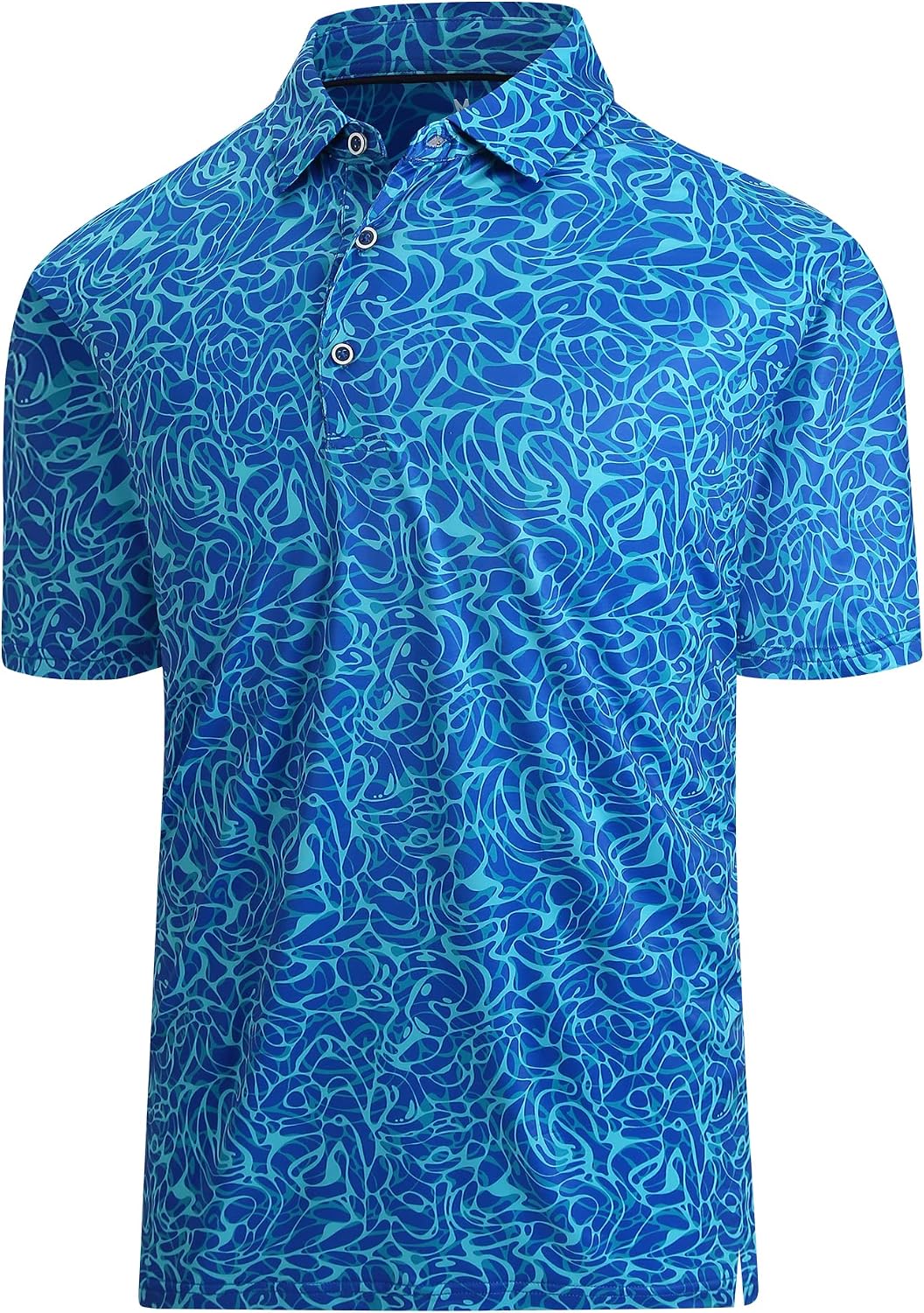 Damipow Golf Shirts for Men Dry Fit Short Sleeve Print Collared Polo Shirt