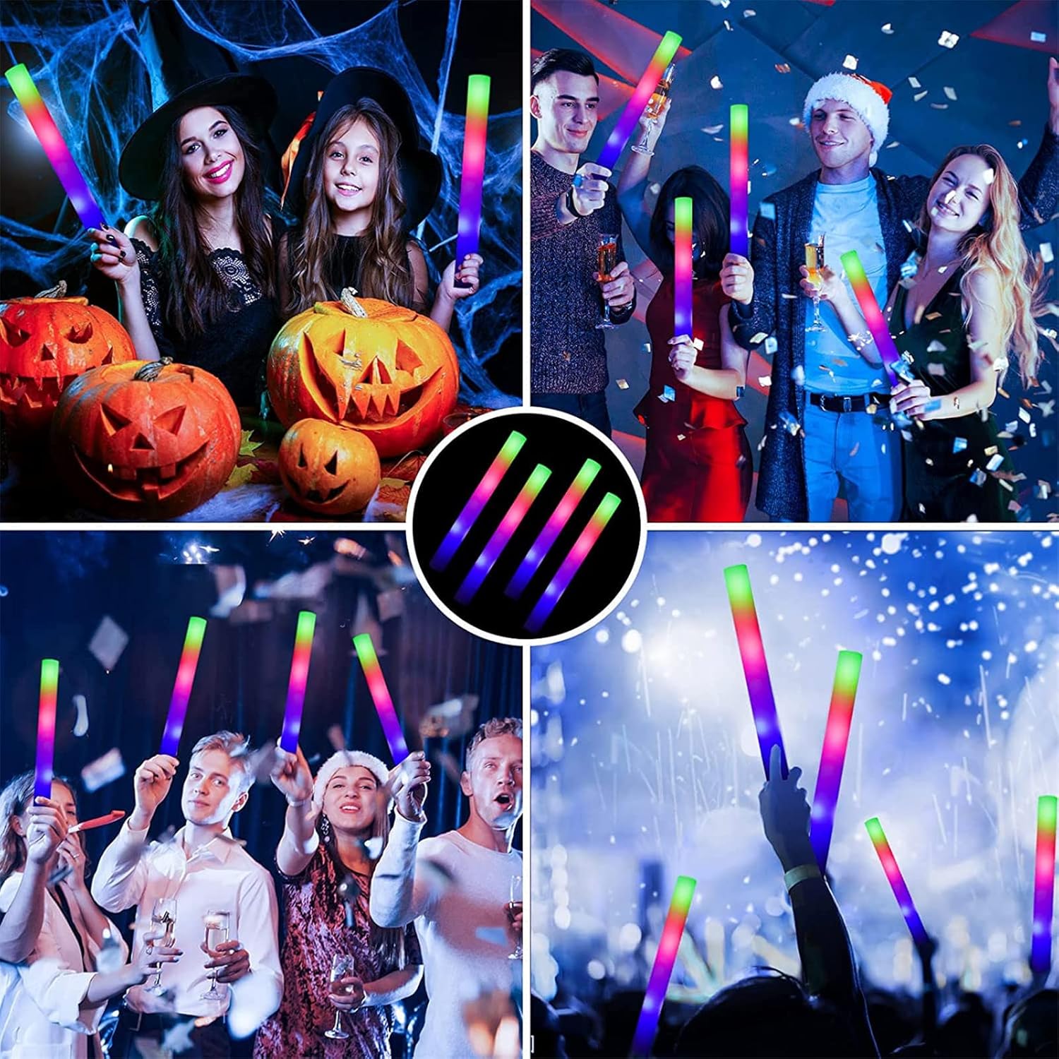 EXCECAR 118PCS Foam Glow Sticks Bulk Party Pack, Foam Light Up Sticks, Light Up Foam Sticks, 3 Mode Colorful Flashing, Glow in The Dark Sticks for Wedding Halloween Christmas Concert Party Supplies