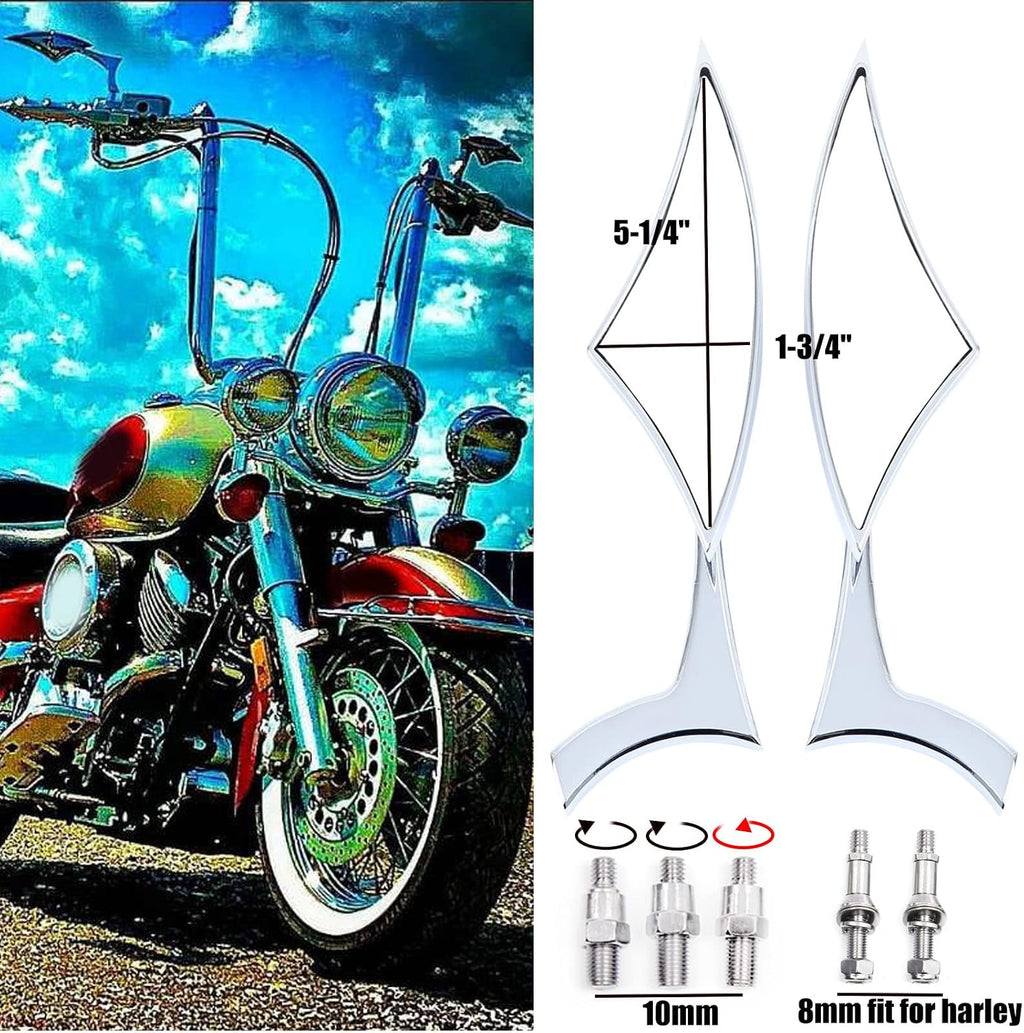 Chrome Motorcycle Side Mirrors Blade Compatible with Honda Yamaha Harley Road King Street Electra Glide Road Glide Dyna Softail