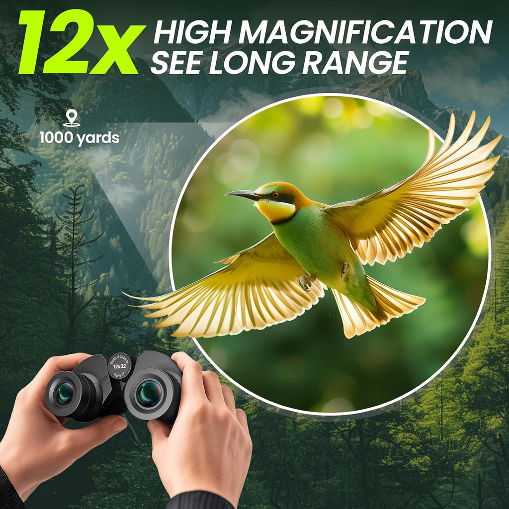 Occer 12x32 Binoculars for Adults Kids - Compact Binocular for Birdwatching