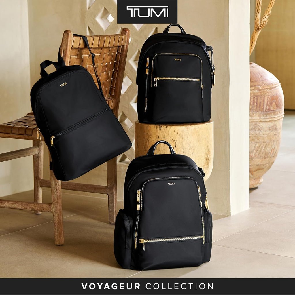 TUMI Just In Case Foldable Backpack, Lightweight, Black/Gold Hardware