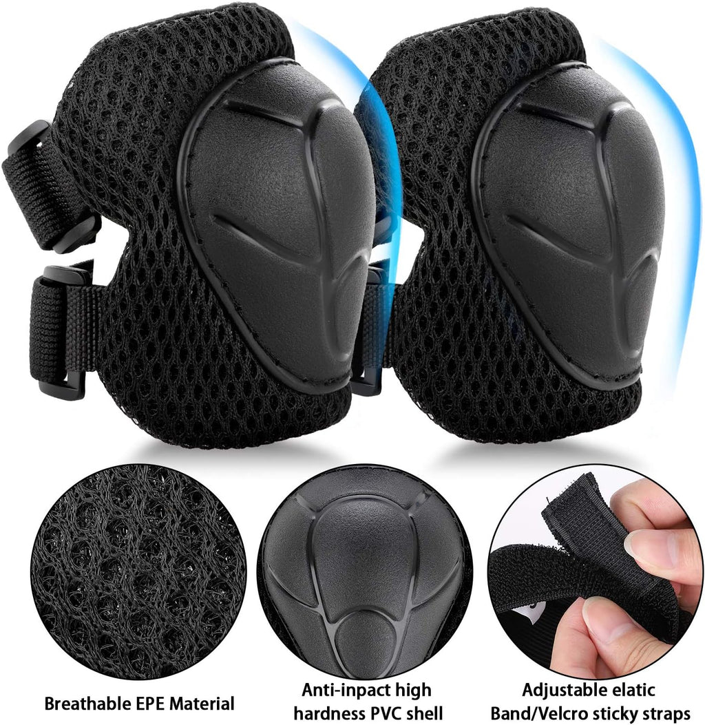 WayEee Kids Bike Helmet Set Knee Pads Adjustable Protective Gear, 3-14 Age