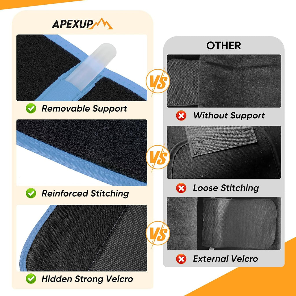 APEXUP Waist Trainer for Women Lower Belly Fat, Men Sweat Band, Stomach Wrap, Waist Trimmer with Removable Lumbar Support
