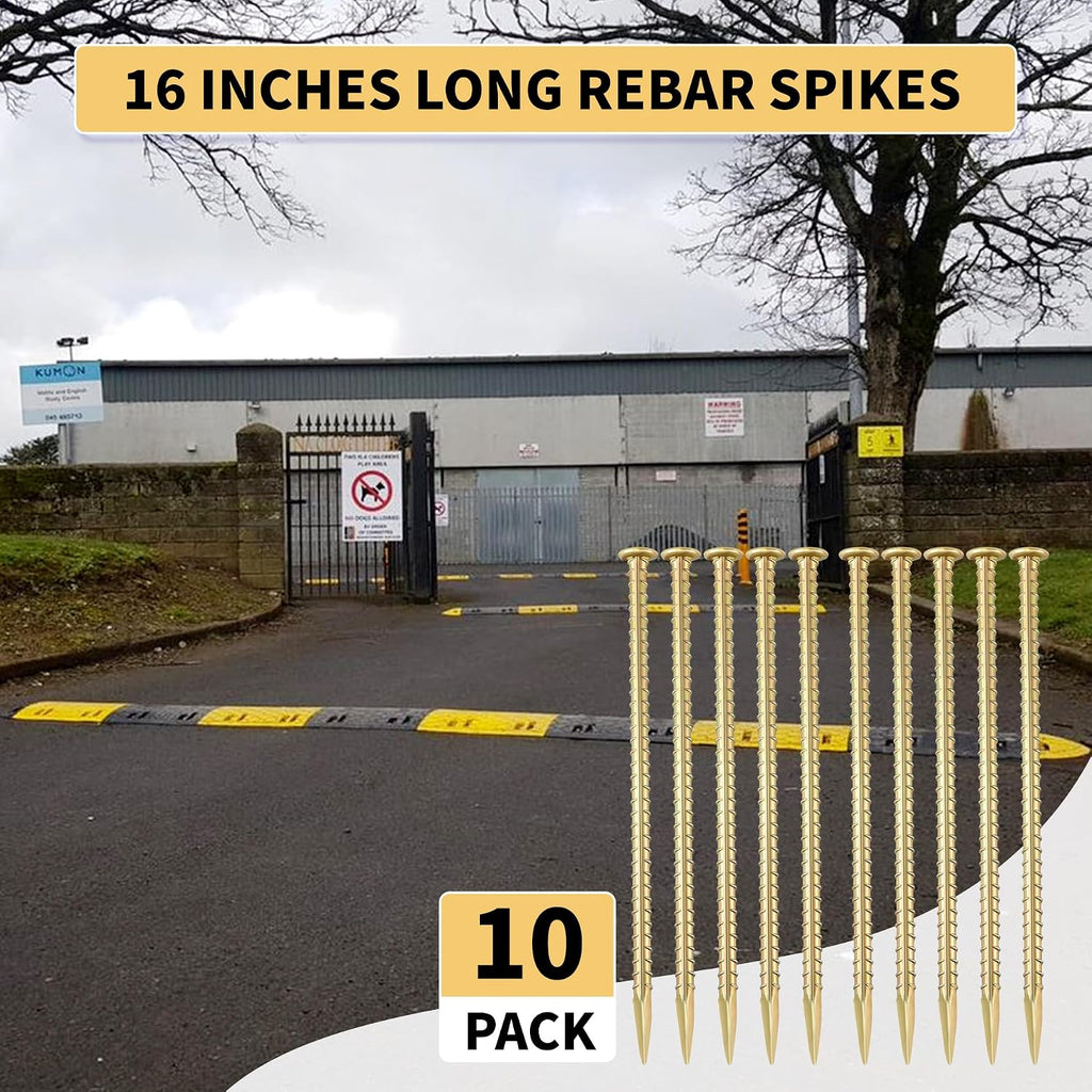 Besitu 16 Inch Rebar Stakes 1/2 Inch Diameter Galvanized Steel Ground Anchors Heavy Duty Anchoring Spikes for Speed Bump, Parking Curb and Tent (10 Pack)