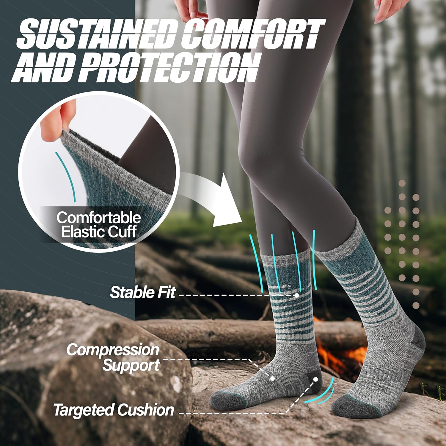 ANTSANG Merino Wool Hiking Socks, Maximum Breathability, for Men and Women