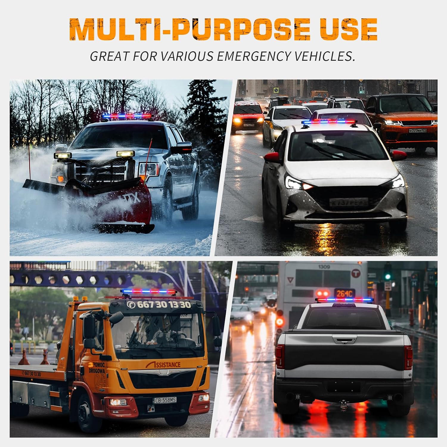 XRIDONSEN 28.4" 80 LED Roof Strobe Light Bar Top Magnetic Lights