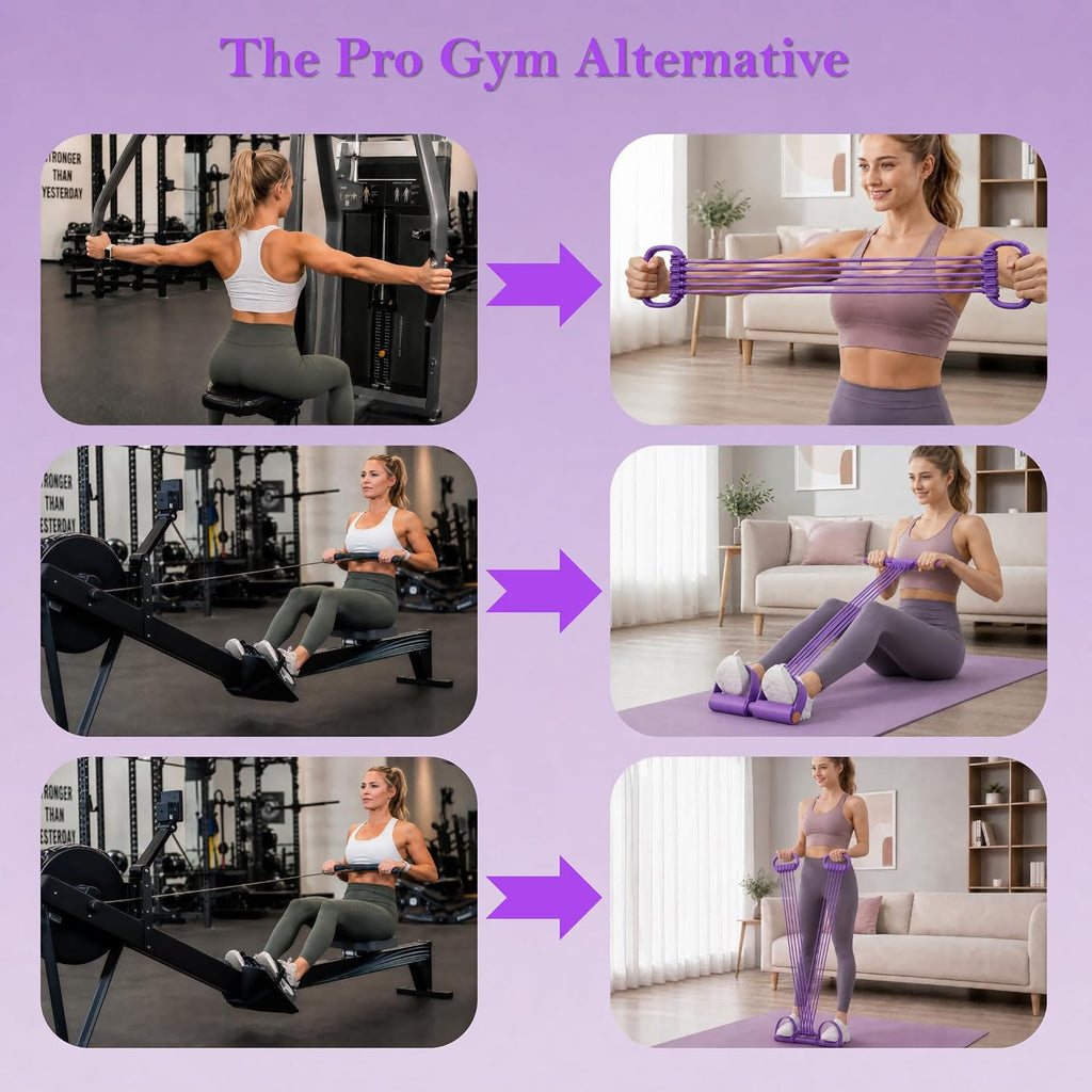 Upgraded 10-Tube Pedal Resistance Band with Handle for Ab Core Workout