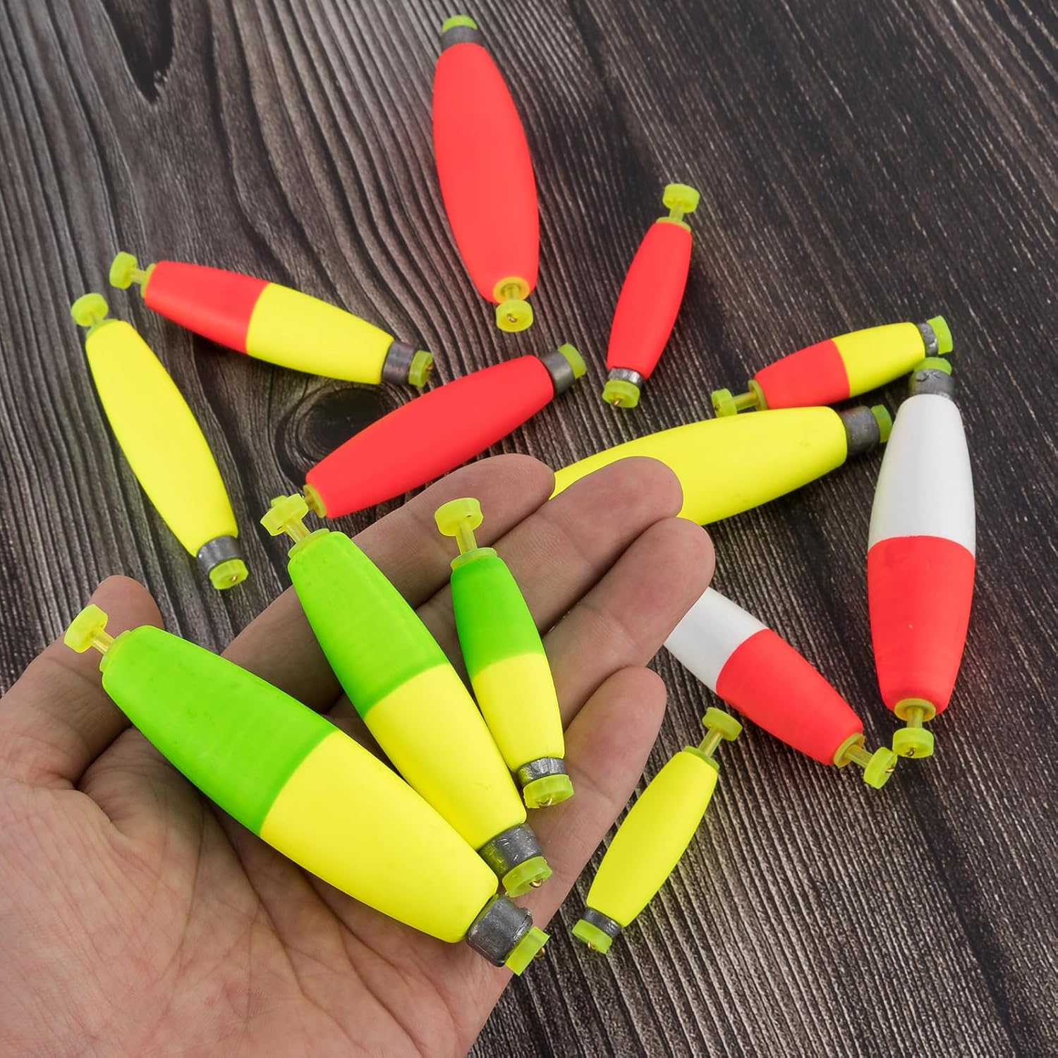 Alwonder 10-Pack Fishing Bobbers Floats, Weighted Bobbers for Fishing Cigar EVA Foam Snap-on Floats Corks Floaters Buoys for Crappie Bass Panfish Bluegills Trout