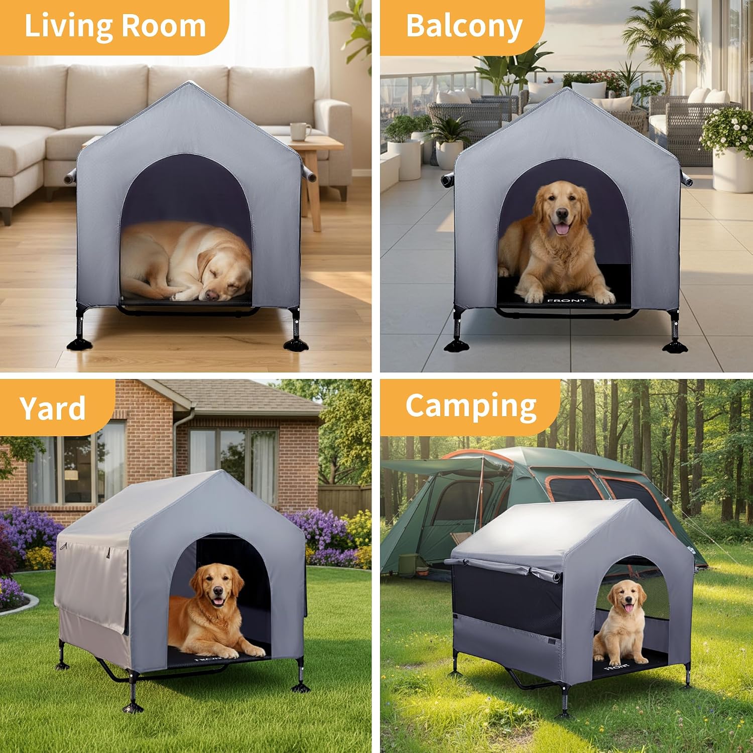 Dog House, 42” Large Dog House Outdoor Indoor Elevated Dog Cot Bed