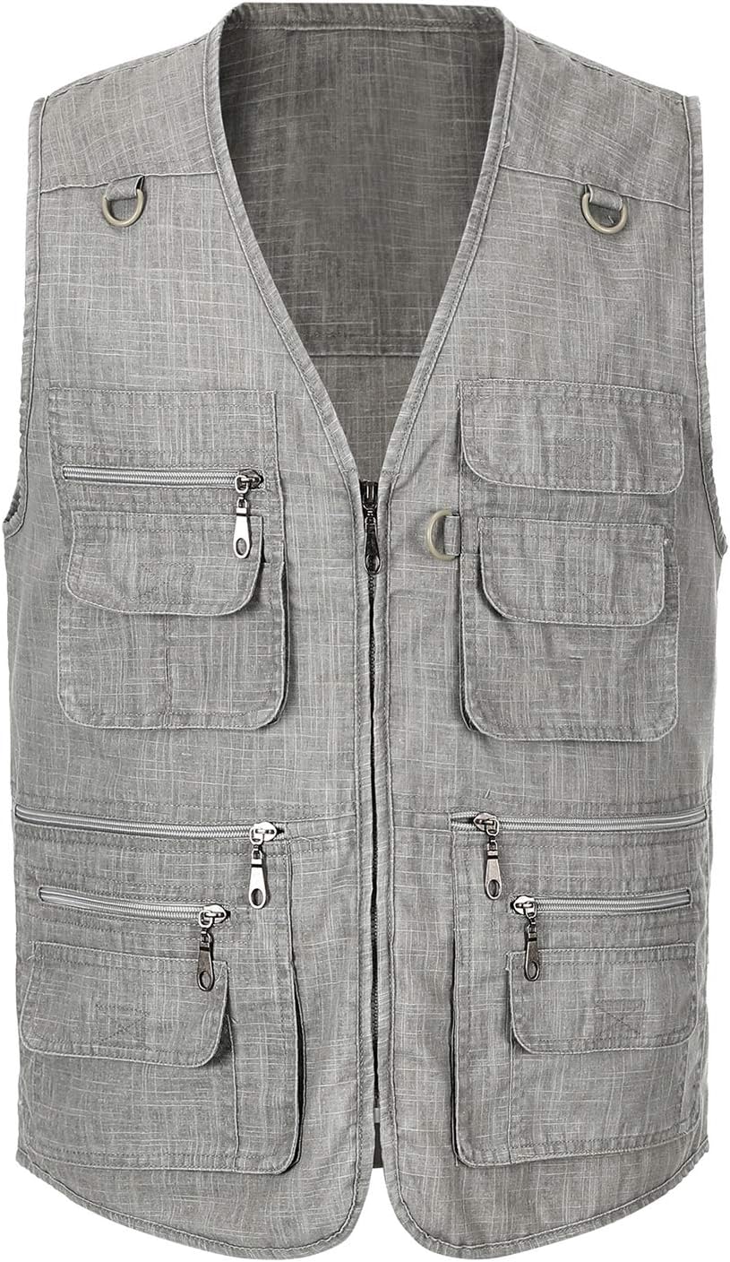 Spanye Mens Outdoor Fishing Vest Safari Travel Photography Vests Jacket Multi Pocket