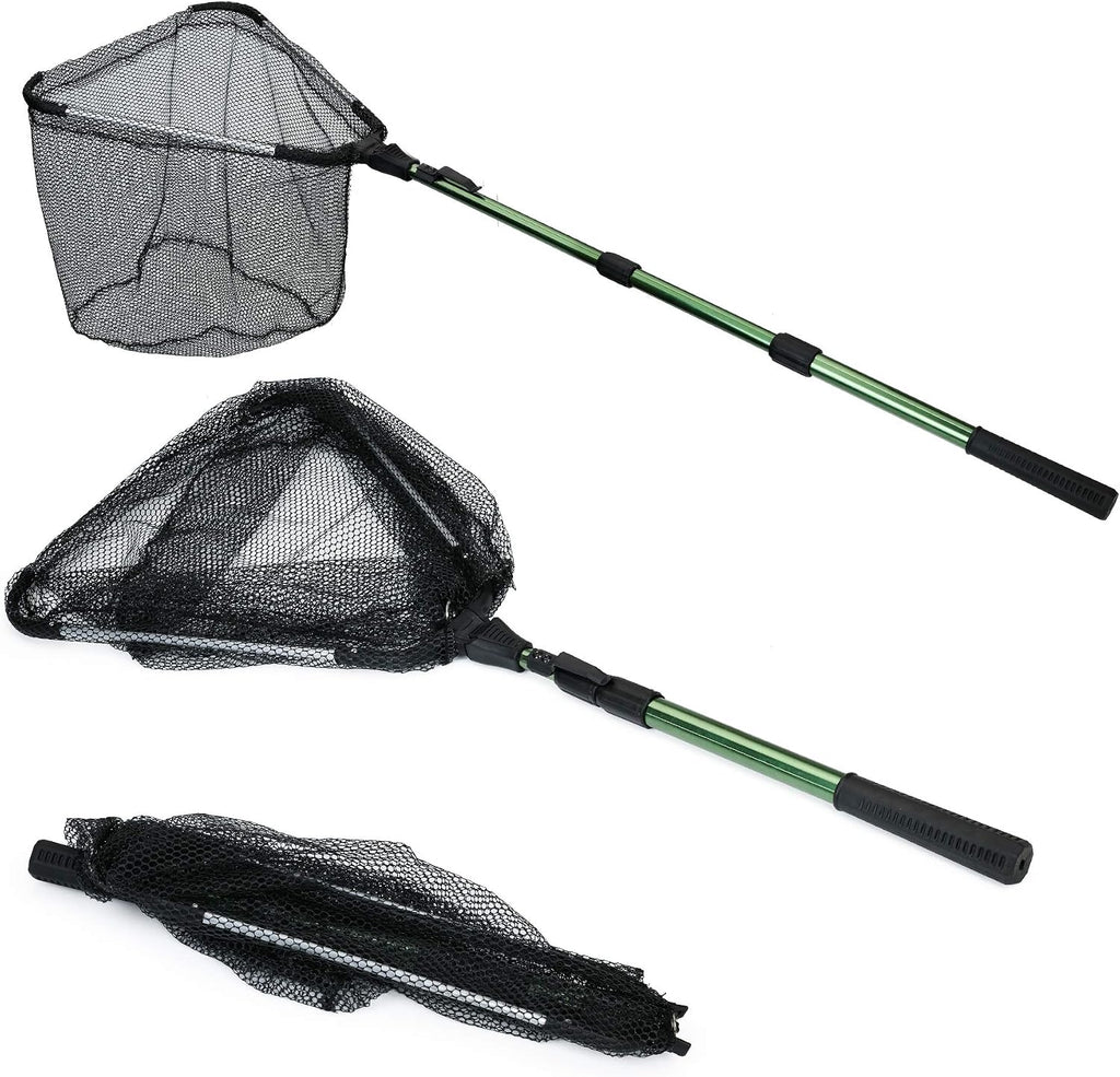 RESTCLOUD Fishing Landing Net with Telescoping Pole Handle, Fishing net Freshwater for Kids Men Women, Extend to 40-63 Inches