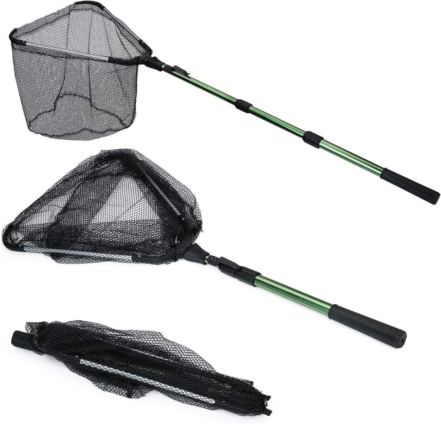 RESTCLOUD Fishing Landing Net with Telescoping Pole Handle, Fishing net Freshwater for Kids Men Women, Extend to 40-63 Inches