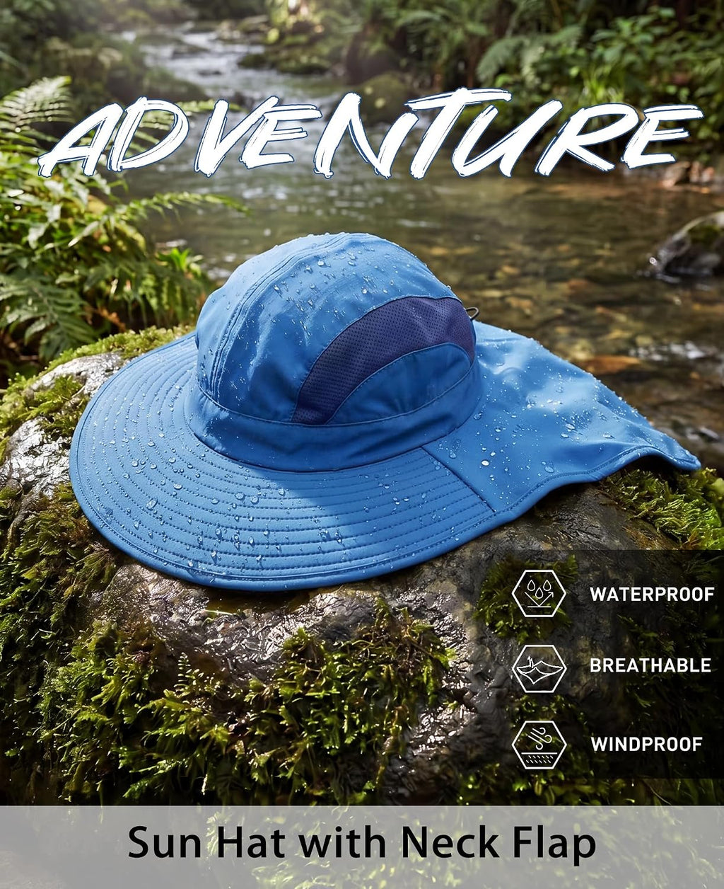 Home Prefer UPF 50+ Sun Hats for Men Women Wide Brim Fishing Hat with Neck Flap UV Protection Sunblock Safari Bucket Hat