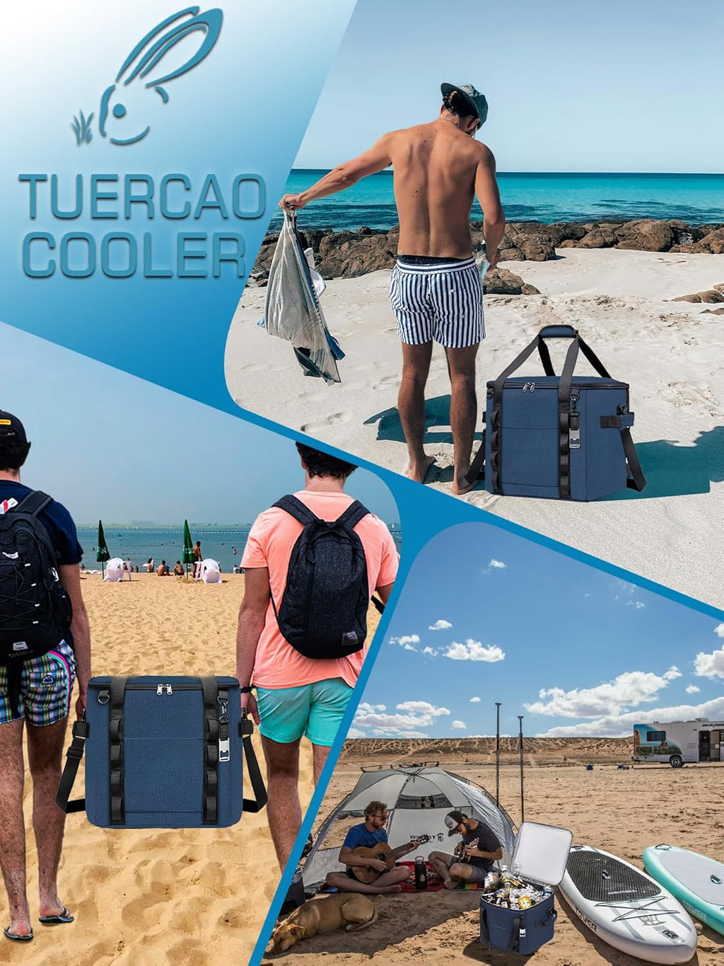 Insulated Soft Cooler Bag 12"x12"x12" Large Leakproof Soft Sided Ice Chest for Travel Beach Camping, 50 Cans Portable Cooler Box for Grocery Shopping, Road Trips