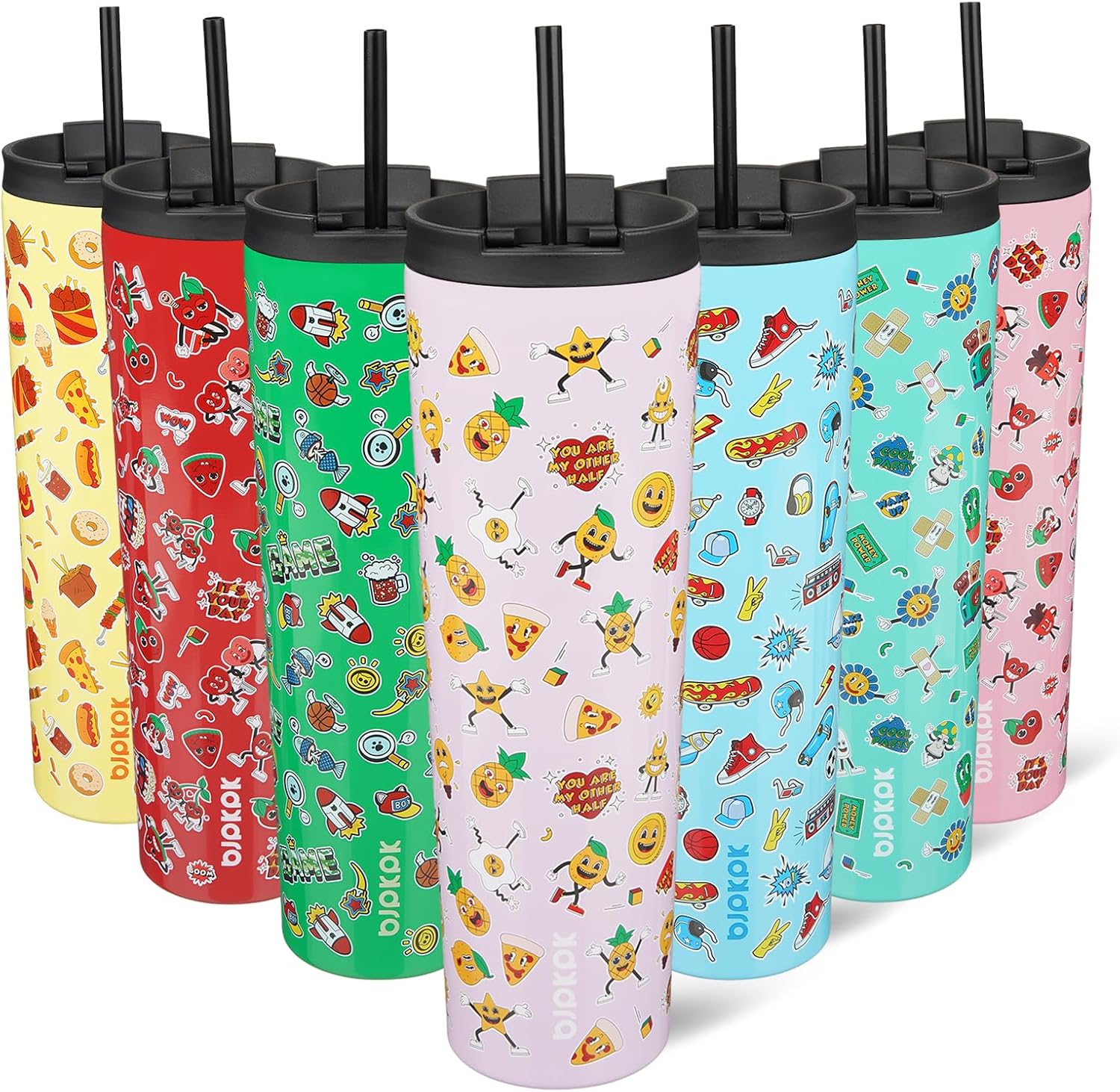 BJPKPK 34oz Coffee Tumbler with Straw, Insulated Stainless Steel Cup