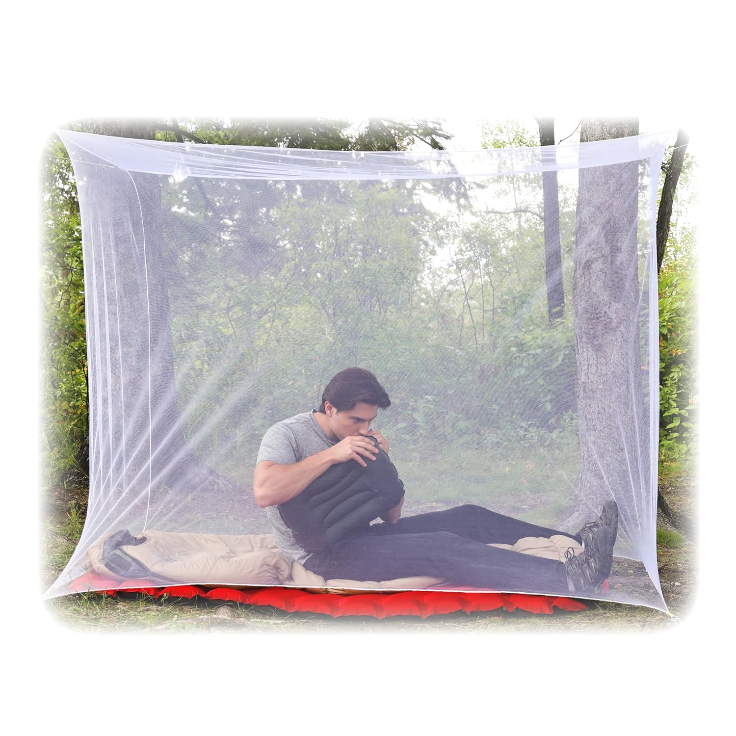 Coghlan's Rectangular Mosquito Net – Lightweight Mesh Canopy for Camping, Travel, and Outdoor Use – Includes Tie Loops, Carry Bag, Twine, Hooks, Anchors, Nails – White, 78" x 32" x 59"
