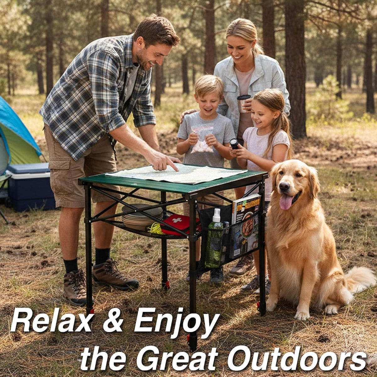 Portable Folding Camping Table Lightweight with Adjustable Height