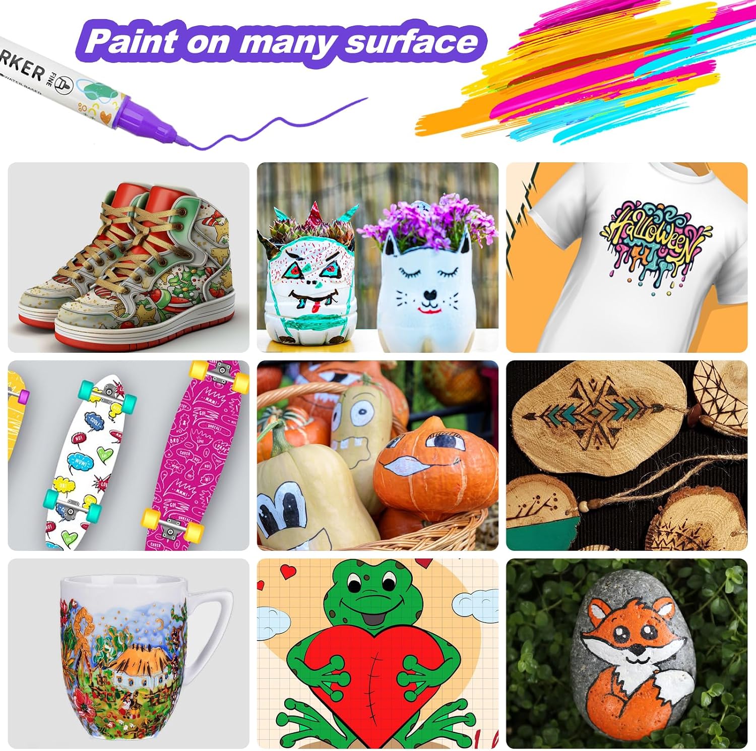 KEMYR 72 Colors Acrylic Paint Pens, Dual Tip Acrylic Paint Markers for Paper, Wood, Canvas, Stone, Rock Painting, Glass, Fabric, DIY, Ceramic, Art Supplies for Adults Drawing (Dot + Fine)