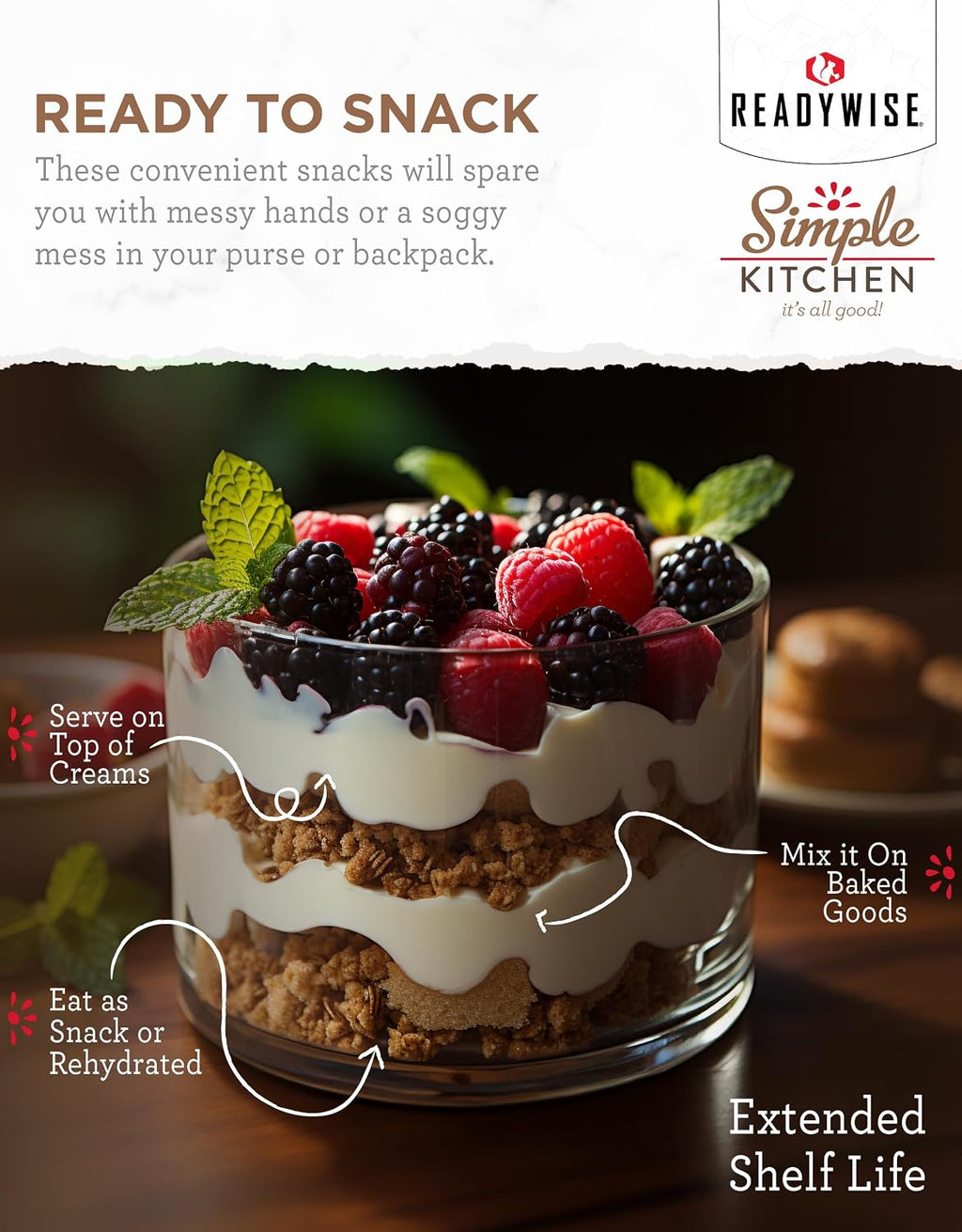 SIMPLE KITCHEN Camping and Outdoors Freeze Dried Raspberries, 22 Servings