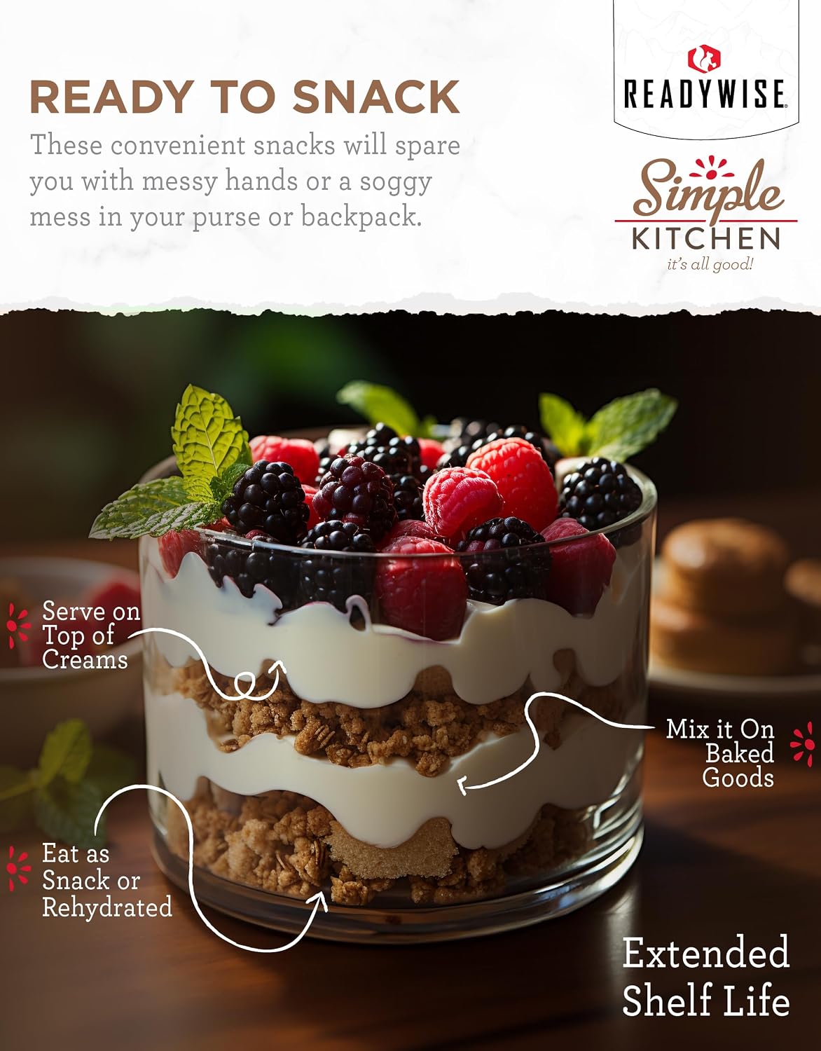 SIMPLE KITCHEN Camping and Outdoors Freeze Dried Raspberries, 22 Servings