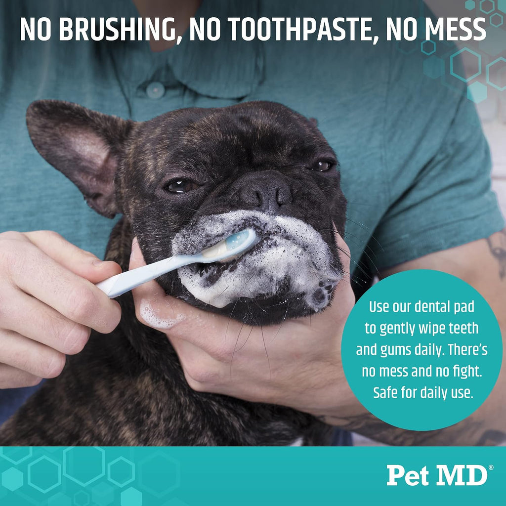 Pet MD Dental Wipes for Dogs Teeth - Fresh Apple & Mint Flavor - 100ct