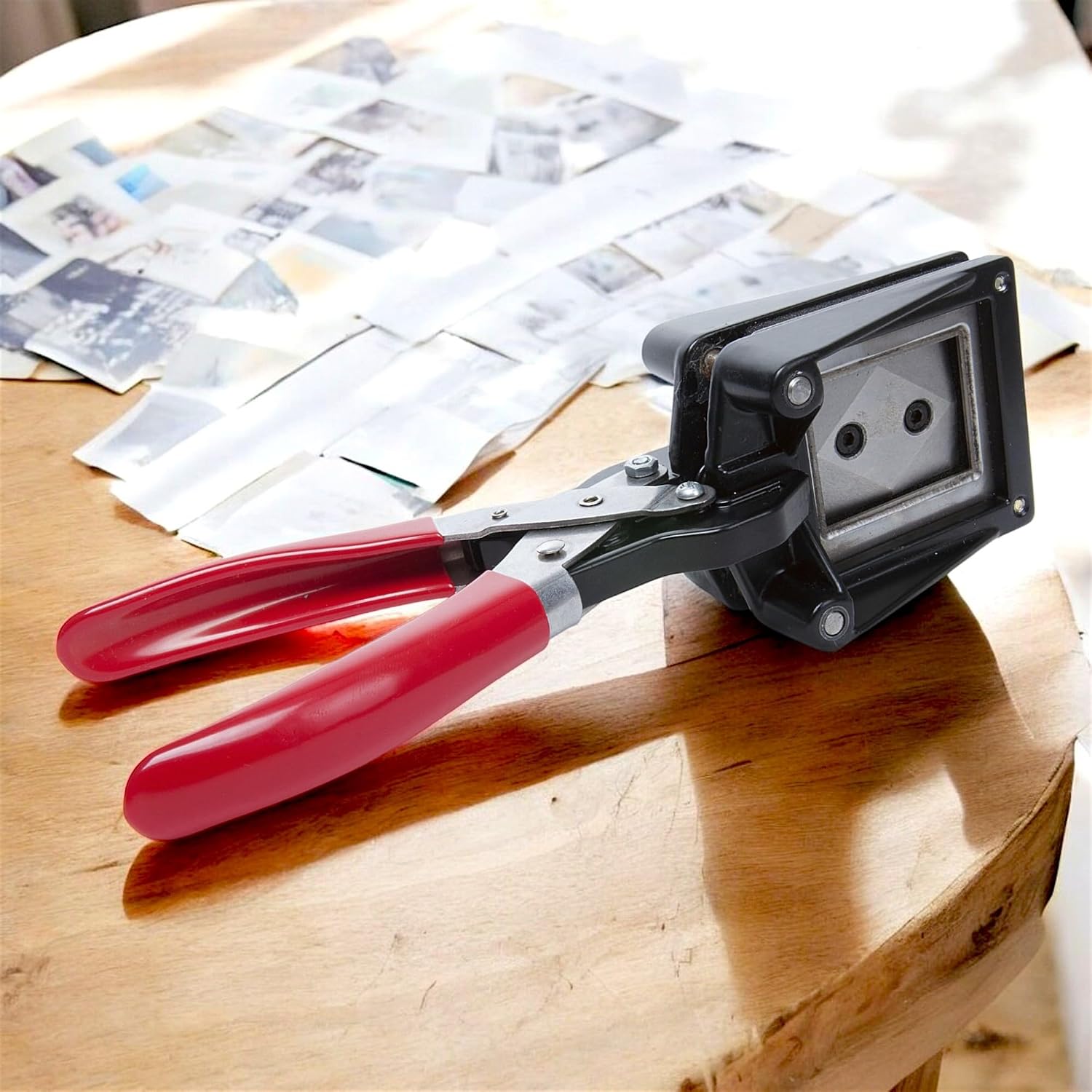 Professional 50×50mm (2''x2'') Square Photo Cutter, Handheld Metal Die Punch Tool for Paper, Business Cards, Crafts, DIY Projects Cutting, Hardened Steel Blade Heavy-Duty, Office & Family Use