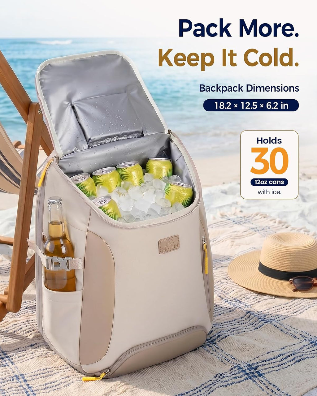 MATEIN HER Cooler Backpack for Women with Hook-and-Loop Top Lid for Beach