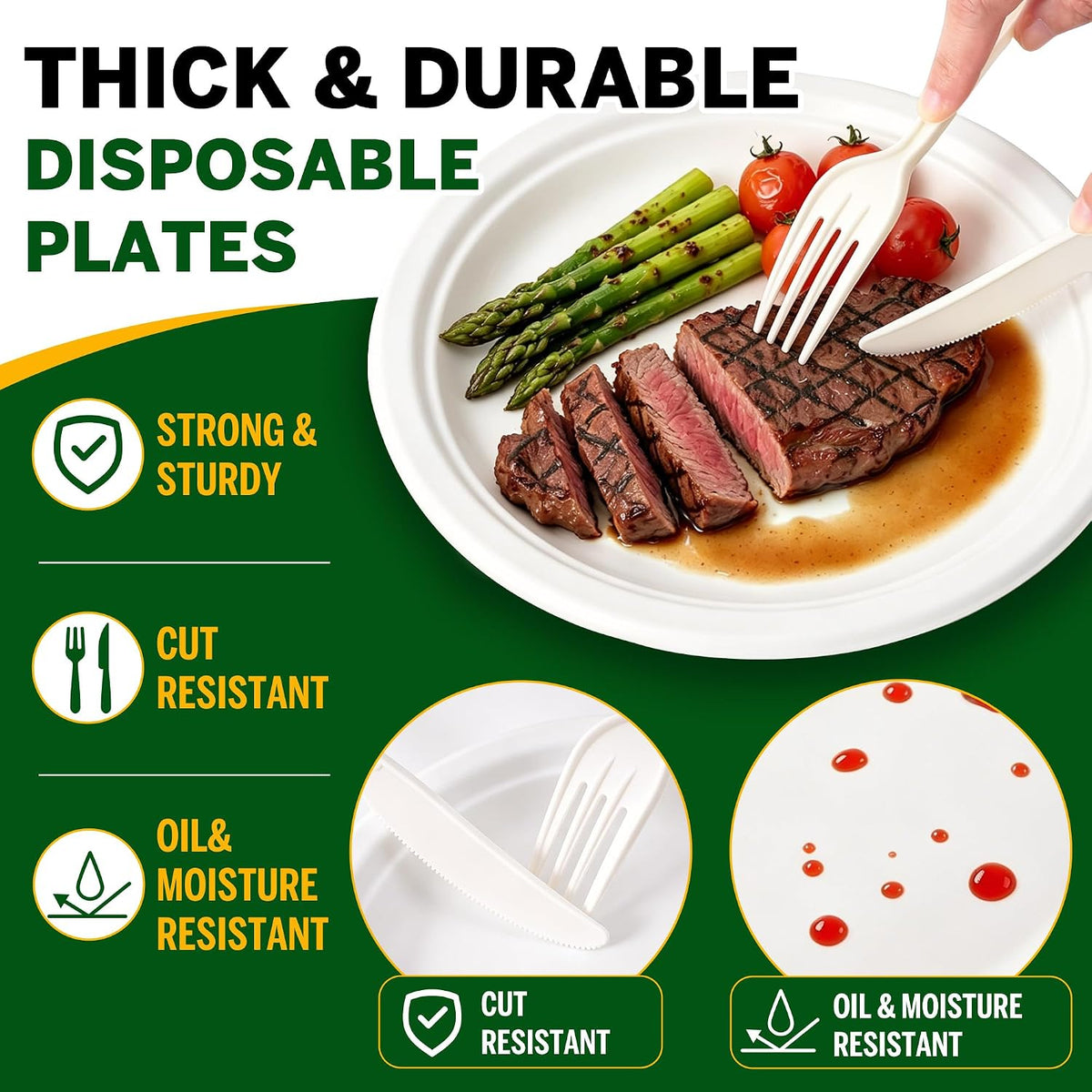 250PCS Disposable Paper Plates Set and Utensils, 9 and 7inch Plates