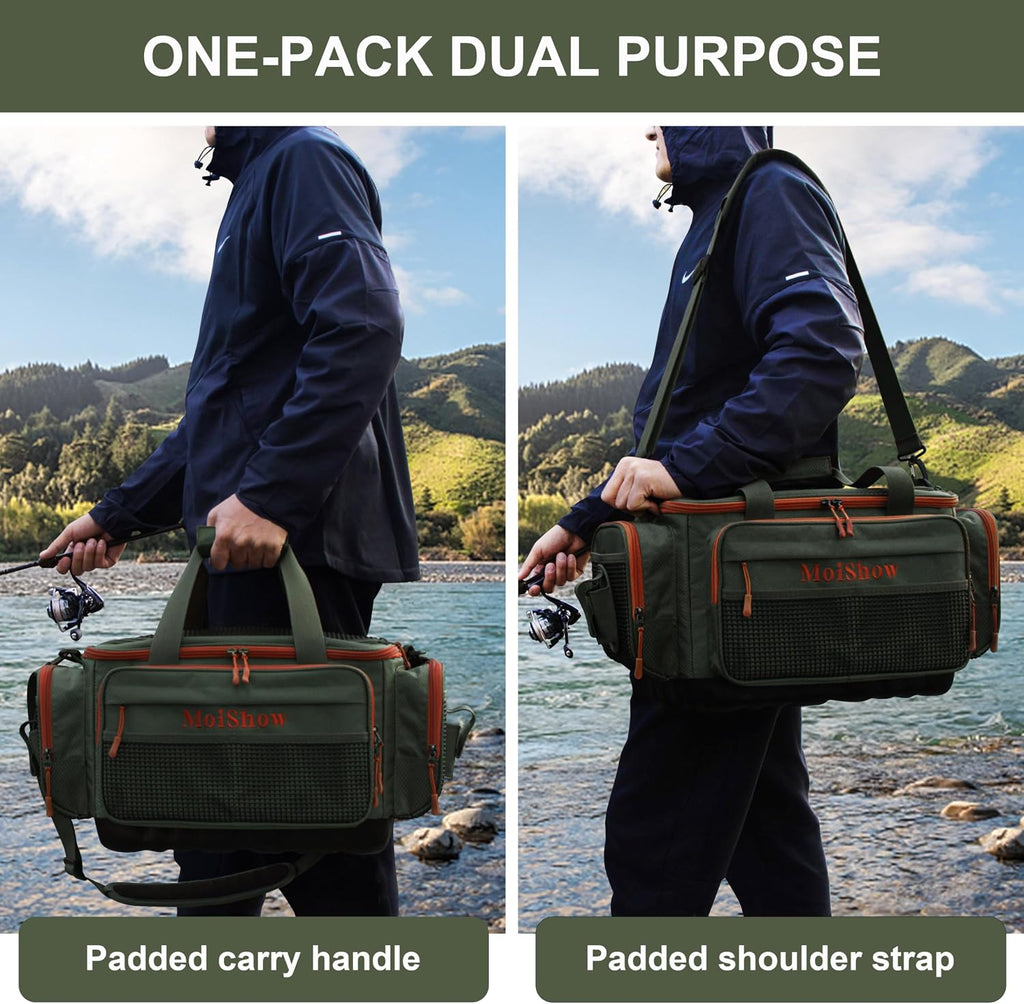 Fishing Tackle Box Bag - Fishing Bags for Saltwater or Freshwater (#Green) Fishing Tackle Bags - Padded Shoulder Strap - Tackle Bag for 3600 3700 Tackle Box