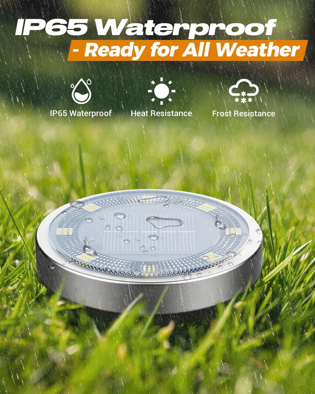 btfarm 16 Pack Solar Lights Outdoor Waterproof, 8 LED Solar Ground Lights