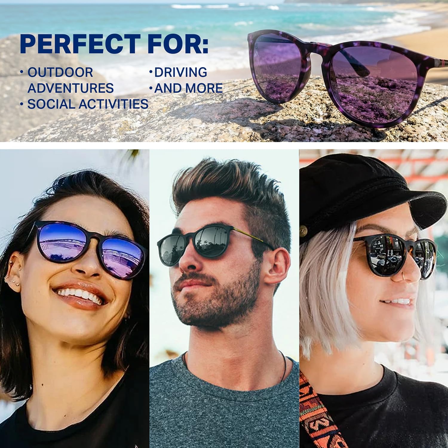 Blenders Eyewear North Park – Polarized Sunglasses – Classic Shape, Mixed Metal Frame – 100% UV Protection – For Men & Women