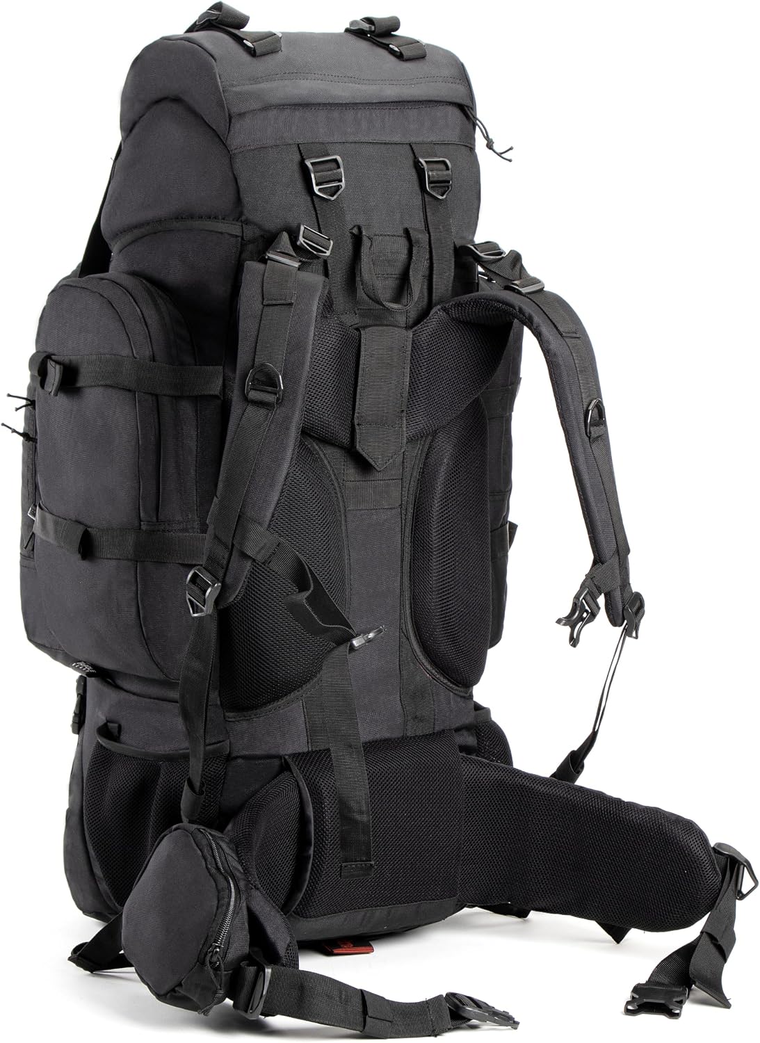 TRIPOLE Colonel 80 Litres Internal Frame Trekking and Hiking Rucksack + Detachable Day Pack, Rain Cover, Black | Tactical Backpack, Internal Frame Rucksack, Detachable Day Pack, Rain Cover, For Trekking And Hiking