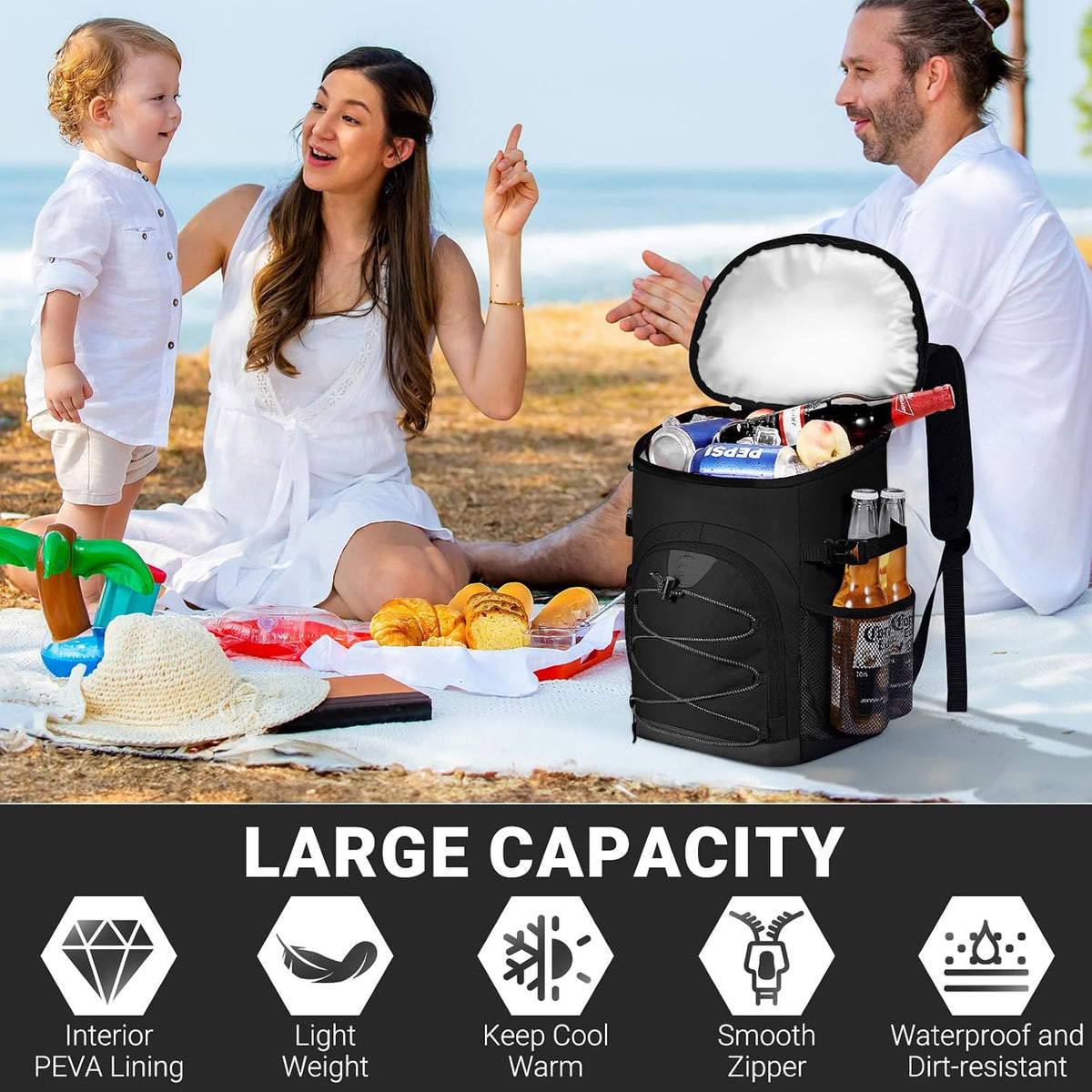 Cooler Backpack, Soft Leak Proof Backpack Coolers for Men Women
