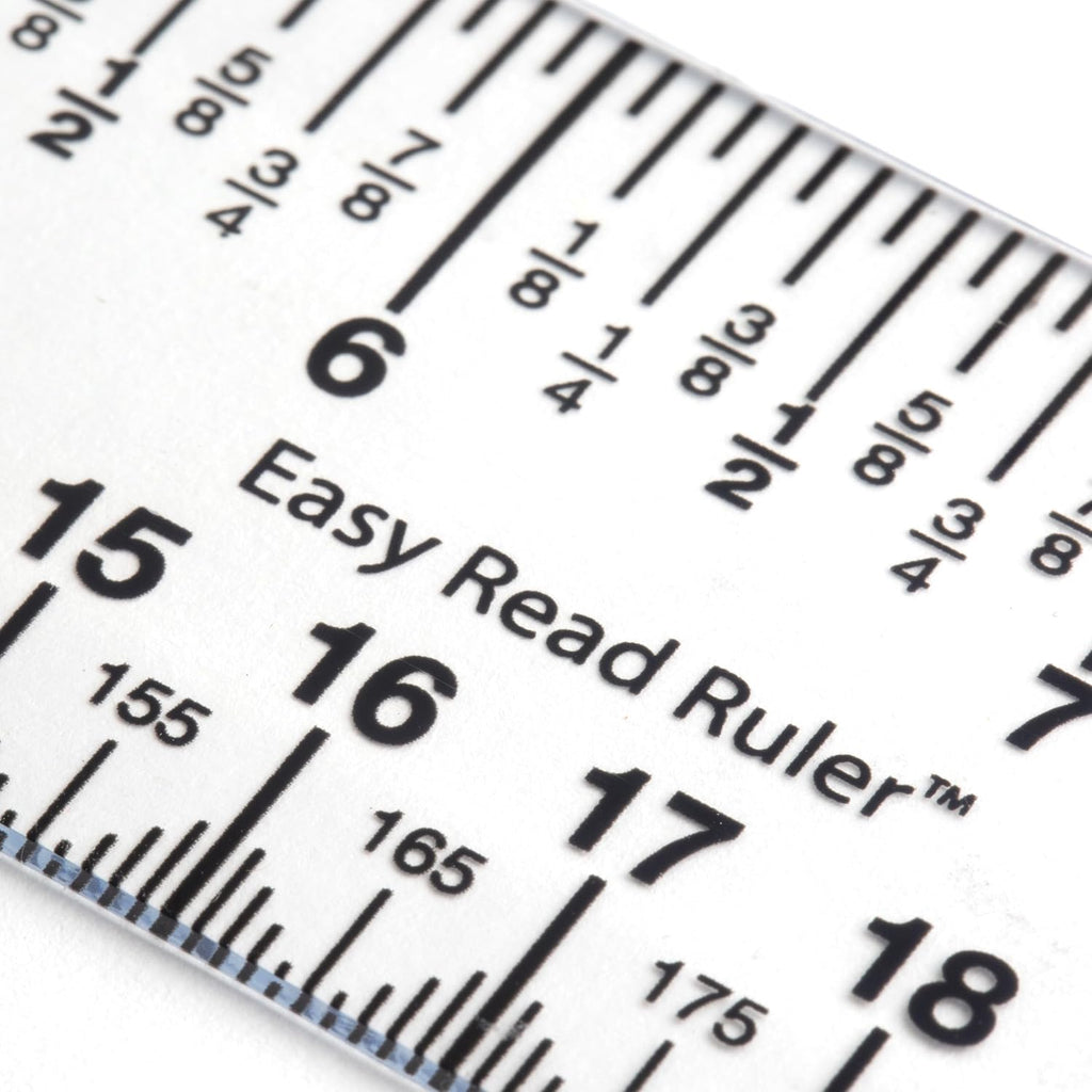 Victor Easy Read 12-Inch Flexible Clear Plastic Ruler, 1/16 Inch Fractions and Metric Scale Markings, Shatterproof Transparent Measuring Tool for School, Office, Crafts, Sewing and DIY