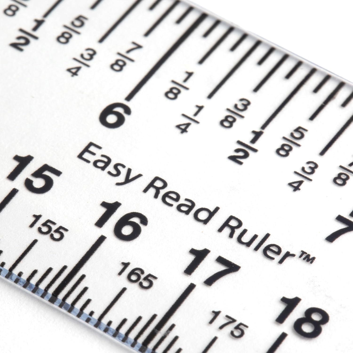 Victor Easy Read 12-Inch Flexible Clear Plastic Ruler, 1/16 Inch Fractions and Metric Scale Markings, Shatterproof Transparent Measuring Tool for School, Office, Crafts, Sewing and DIY
