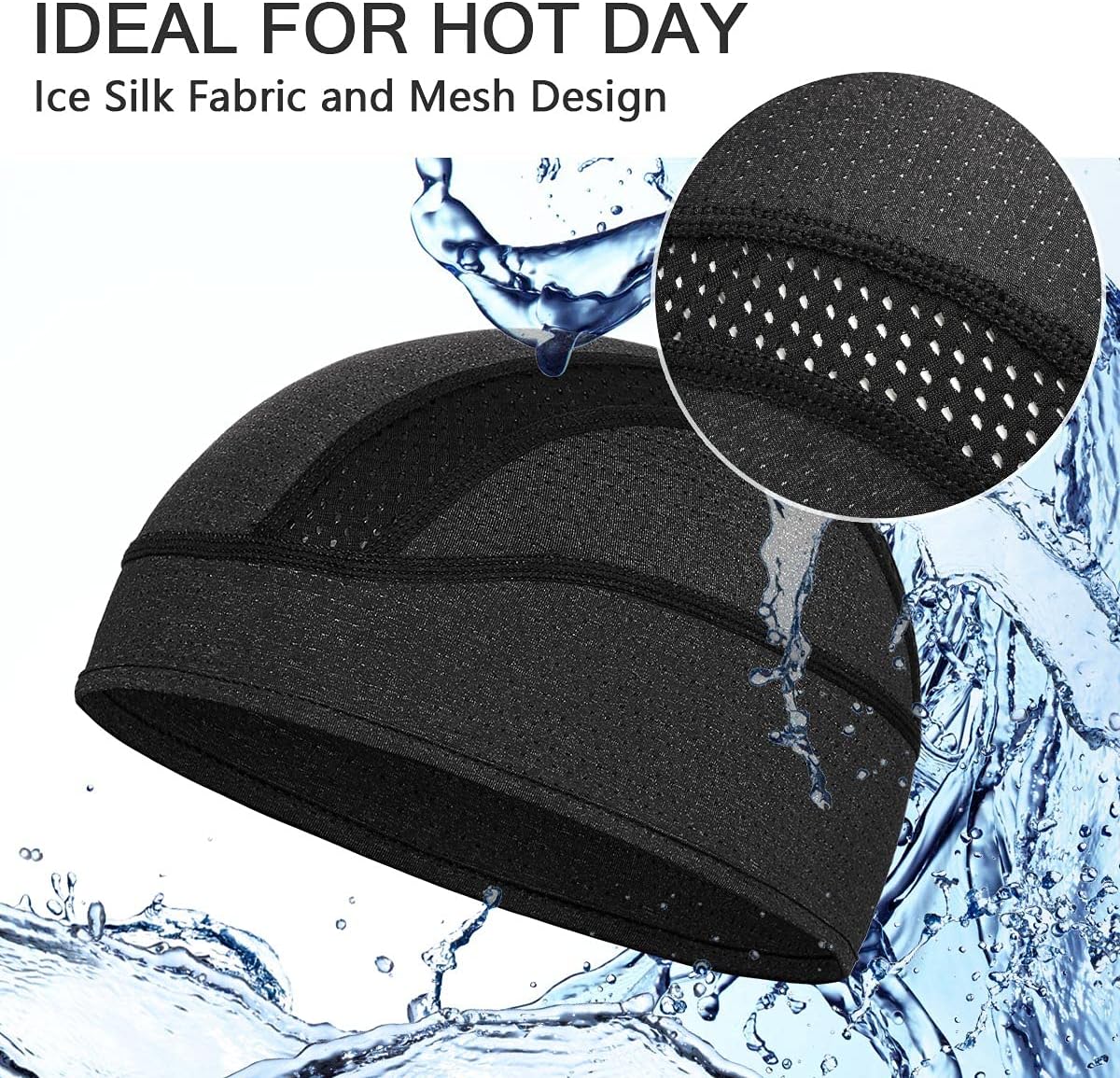MELASA Cooling Skull Cap Breathable Mesh Sweat Control Helmet Liner for Men