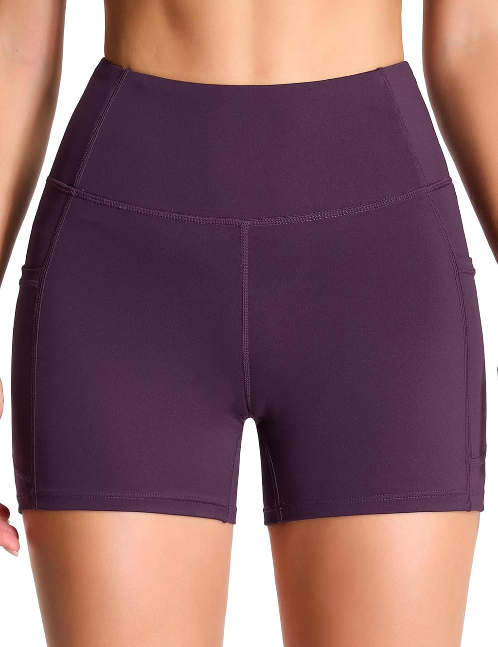 THE GYM PEOPLE High Waist Yoga Shorts for Women's Tummy Control Fitness Athletic Workout Running Shorts with Deep Pockets