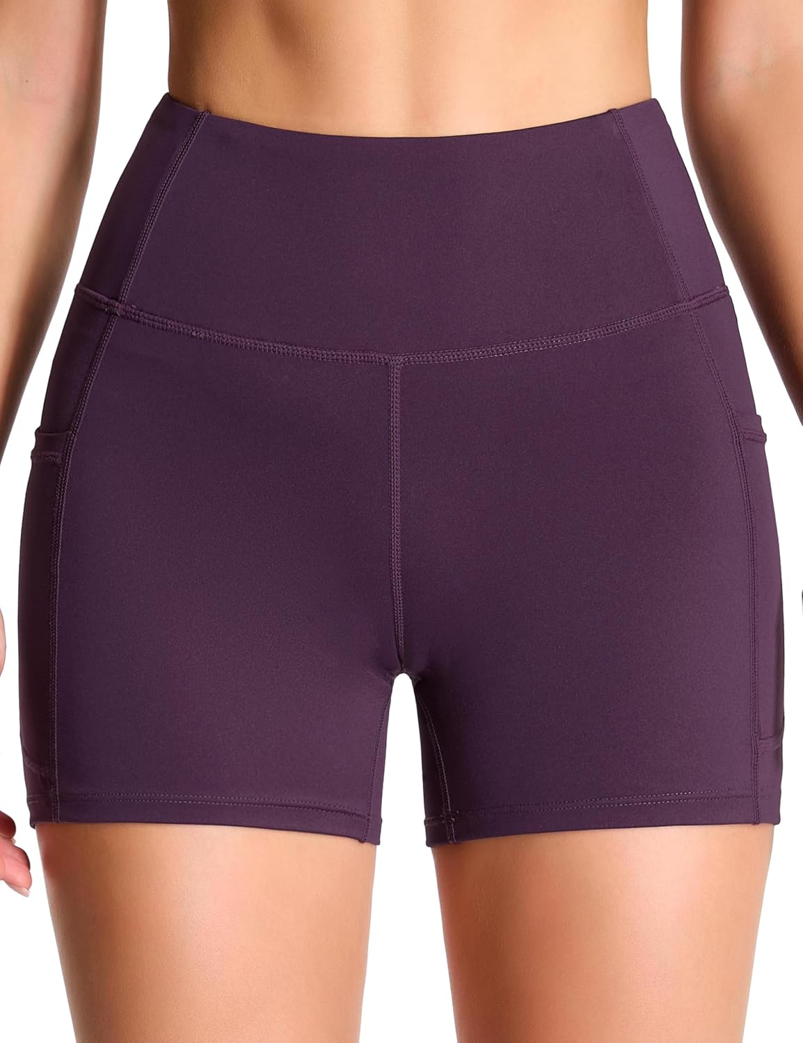 THE GYM PEOPLE High Waist Yoga Shorts for Women's Tummy Control Fitness Athletic Workout Running Shorts with Deep Pockets