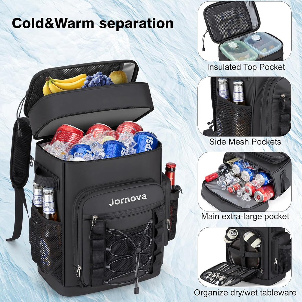 Insulated Leakproof Cooler Backpack,Double Deck Bag,48 Cans,35L